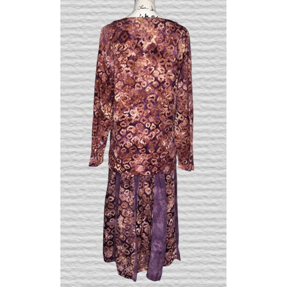 Vtg 90s Usindo Boho Batik 2 Piece Skirt Set Womens SM Purple Oversized Artsy - Picture 4 of 11